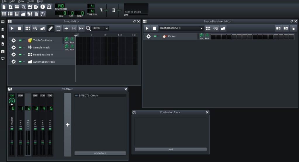 LMMS vs FL Studio: a snap shot of the LMMS interface