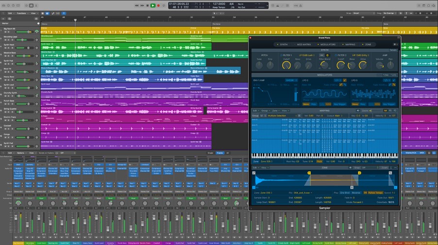Best DAW Software for beginners: Logic Pro X Interface Snapshot