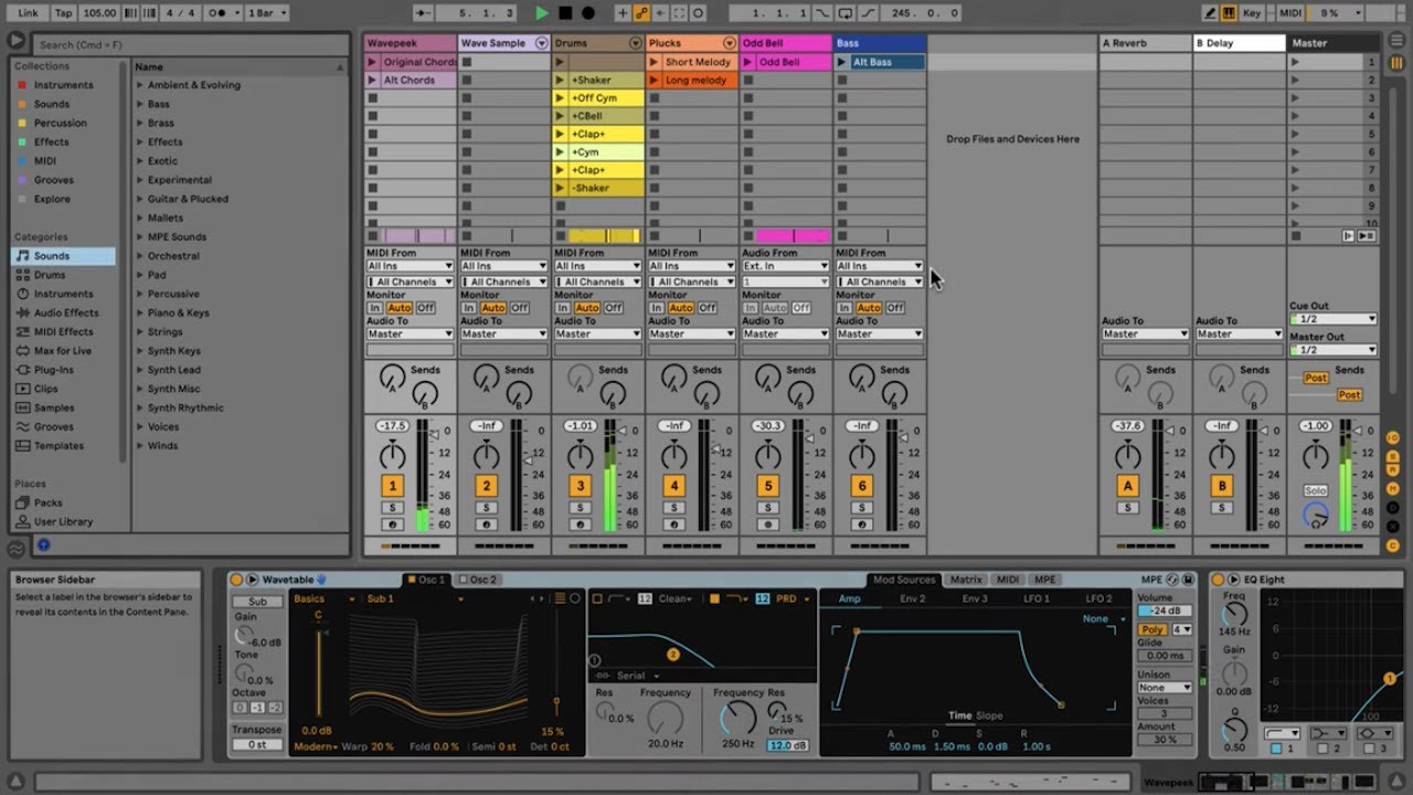 Best DAW Software for beginners: Snapshot of Ableton Live 11 interface